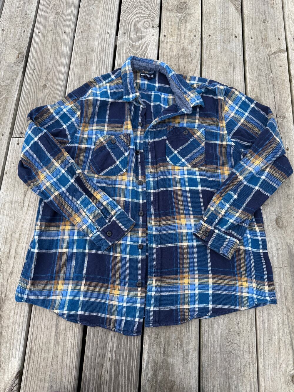 Land's End Blue Plaid Flannel Shirt - Size XL